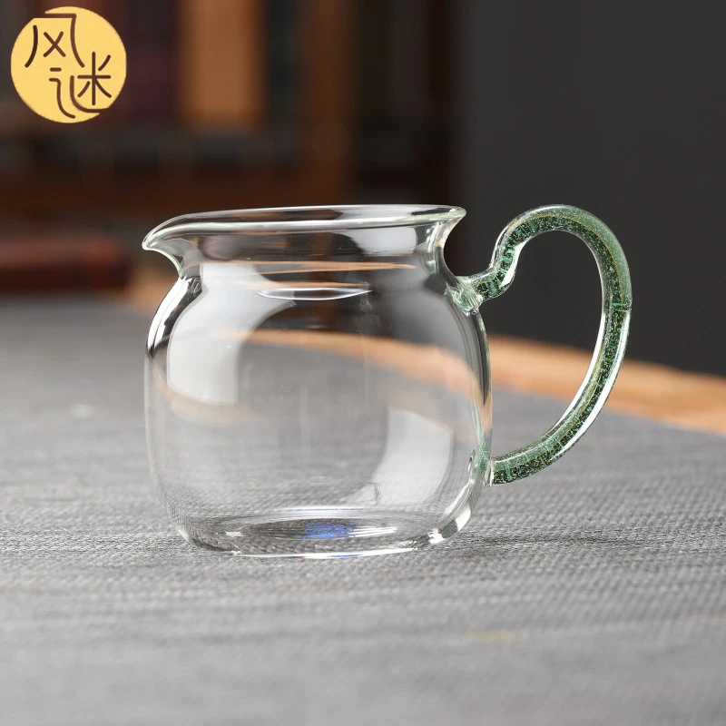 风谜轻奢炫彩分茶器超透蓝标茶海自在茶海公道杯茶盅鹰嘴出水茶具