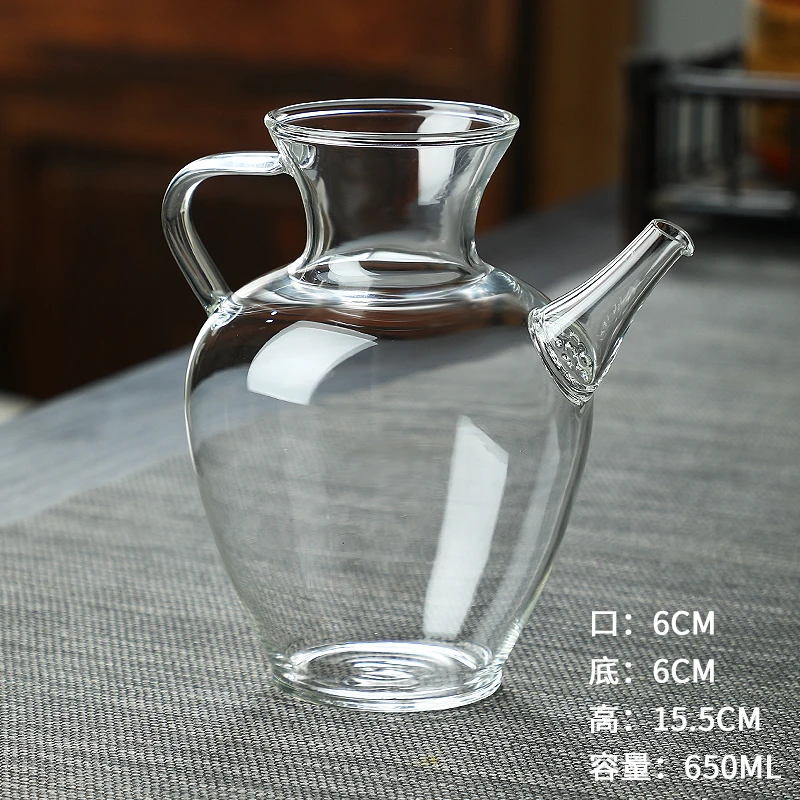 品盏堂仿宋玻璃执壶大容量水柱壶玻璃壶家用耐热绿茶泡茶器扎孔壶