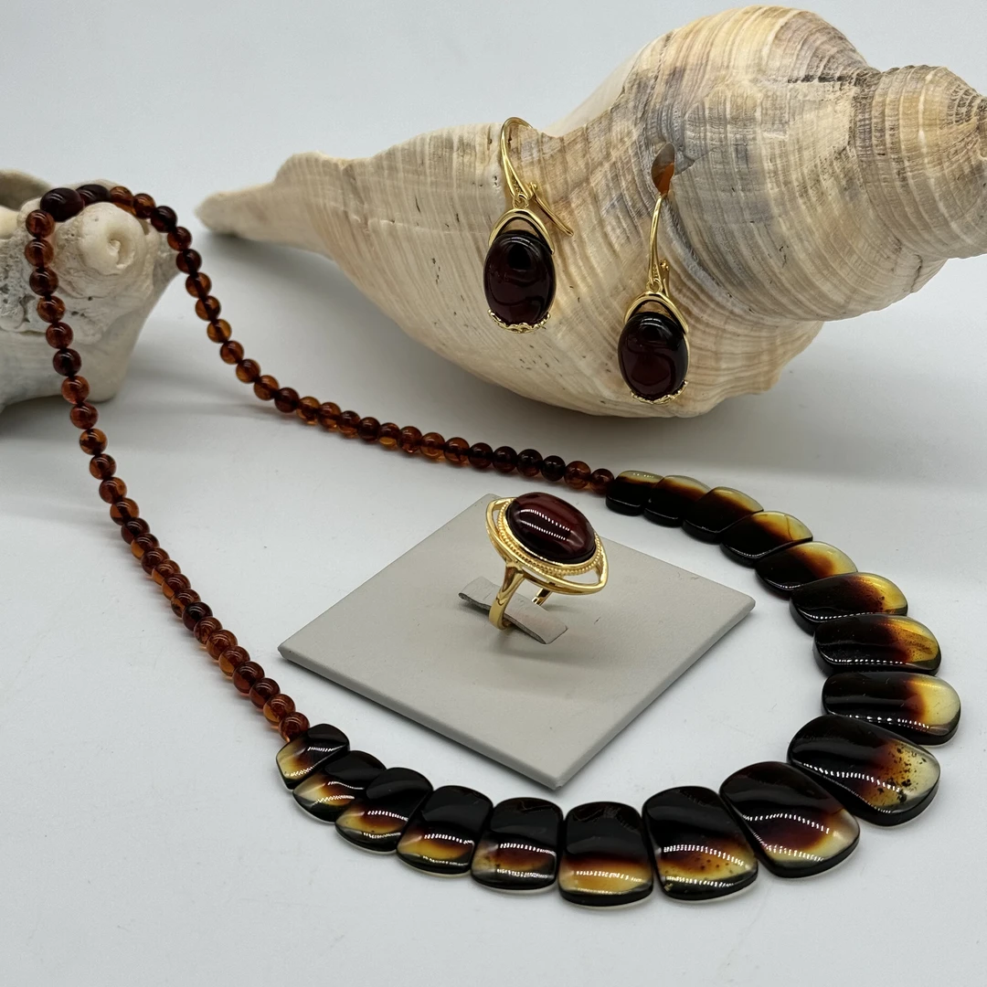 Bak Gvzal Jawayirat乔美首饰琥珀三件套时尚百搭气质