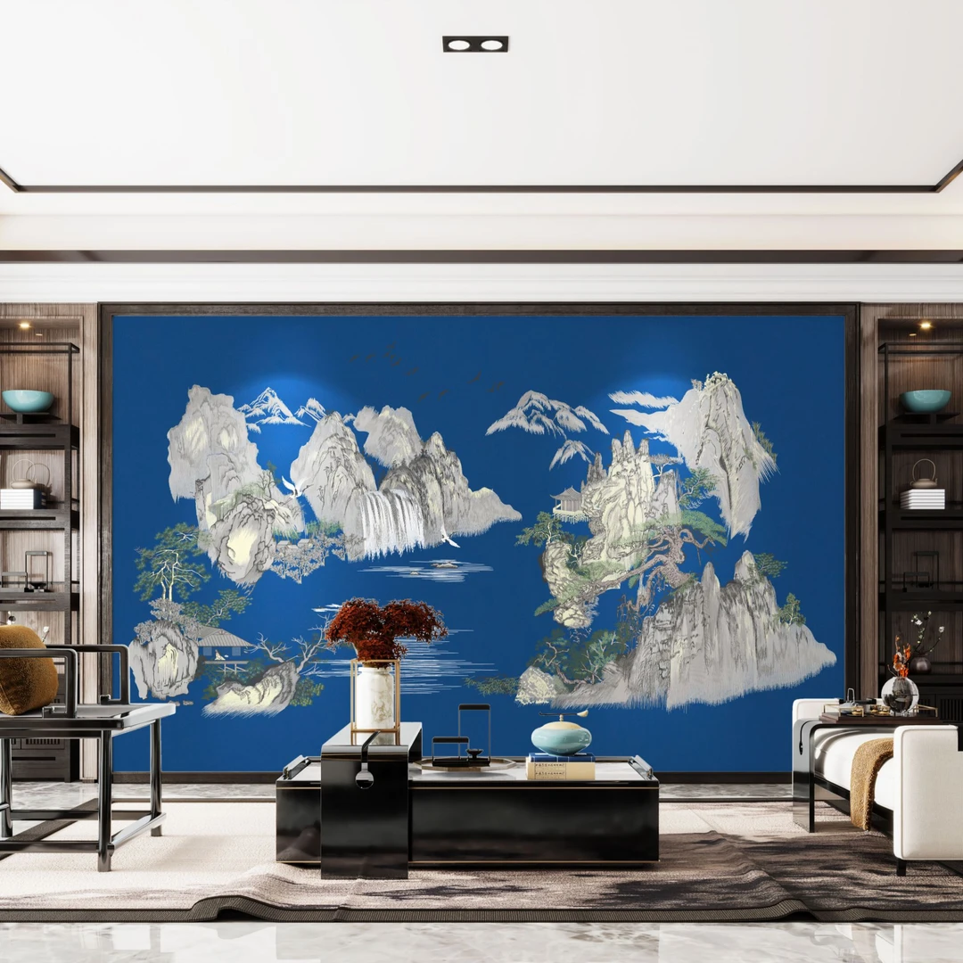 静绣阁  源远流长新中式 /中式/沙发/电视墙/床头独绣背景墙/