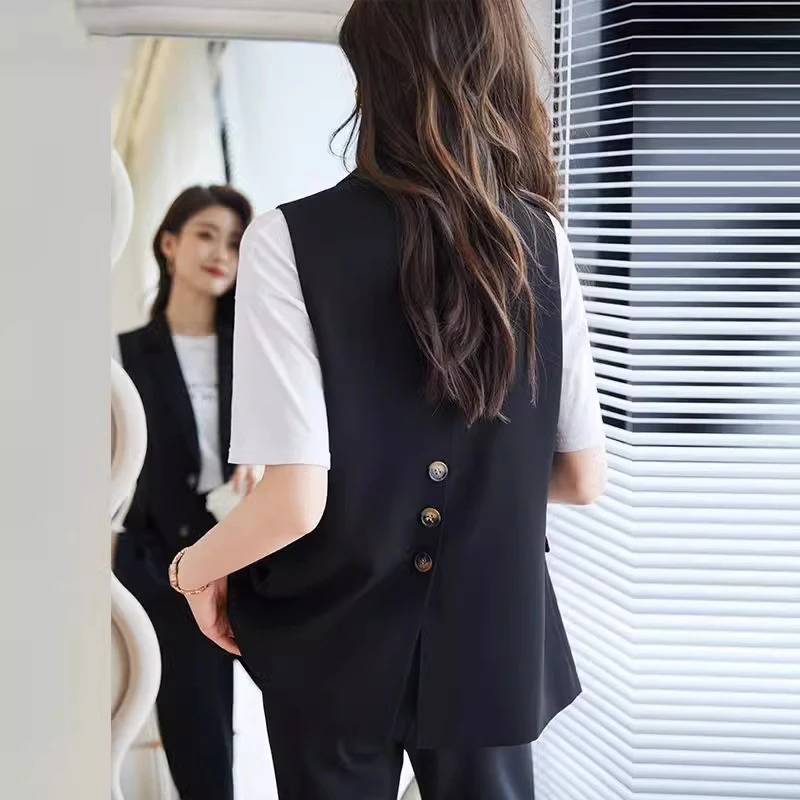 西装马甲女春秋2024新款小个子两粒扣背心坎肩休闲外穿显瘦马夹女