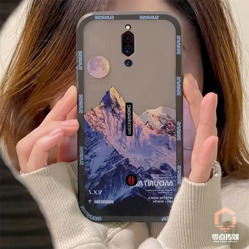 适用红魔5G手机壳高颜值学生透明雪山小众小清新男女款保护套网红