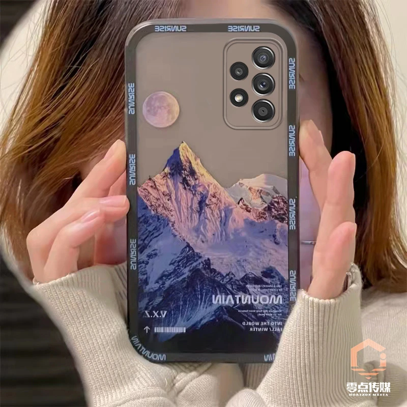 适用三星A32-4G手机壳小众ins风仙气上档次风景雪山圆月软壳潮牌
