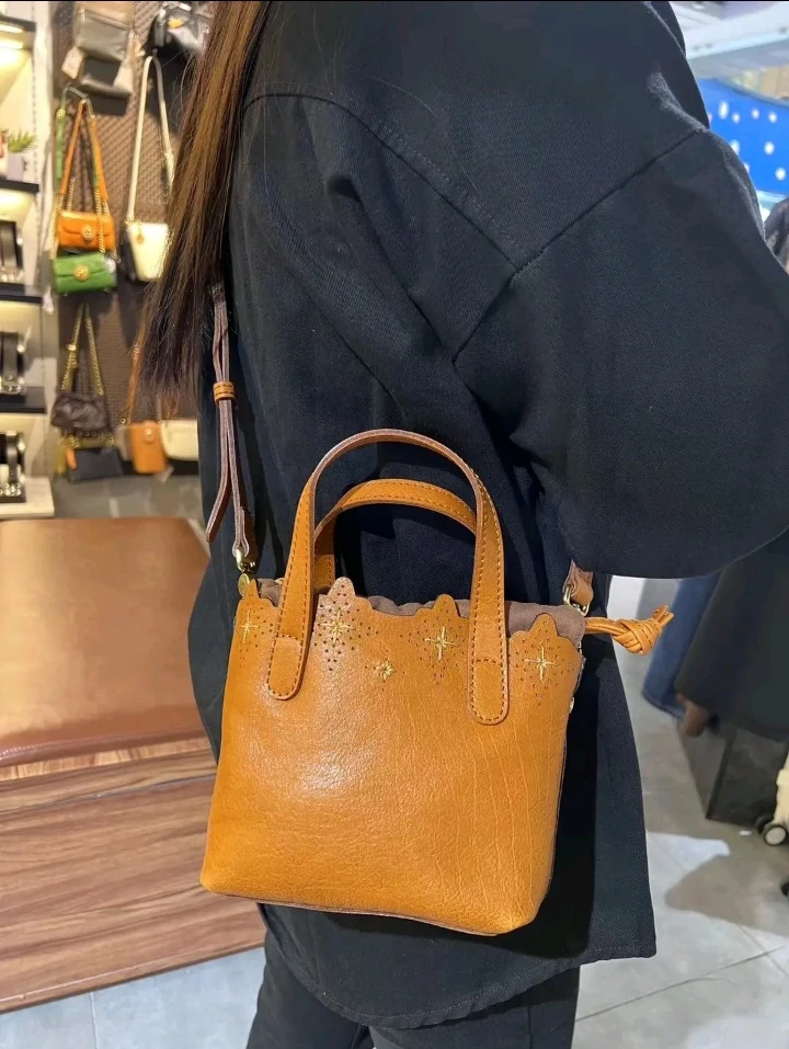 HERBAL HEAVEN/食草堂水晶软植鞣手提斜挎包时尚百搭女士真皮小众