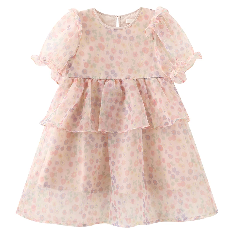 法式蛋糕裙清新碎花连衣裙新款中大儿童夏装韩版女孩裙