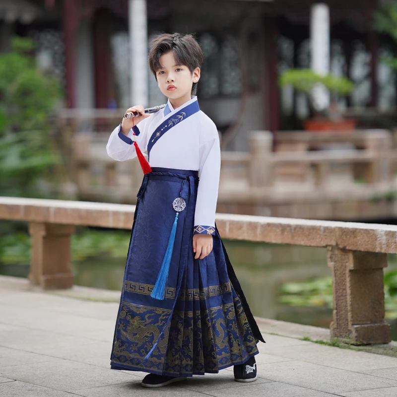 男童汉服马面裙中式6-12岁大童古装春秋宝宝古风汉服夏季正版唐装