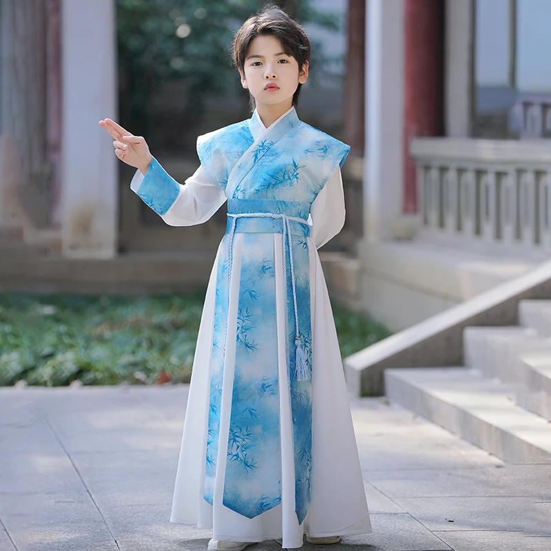 汉服男童春秋新款武侠风帅气男孩高级儿童古装国学演出服唐装夏季