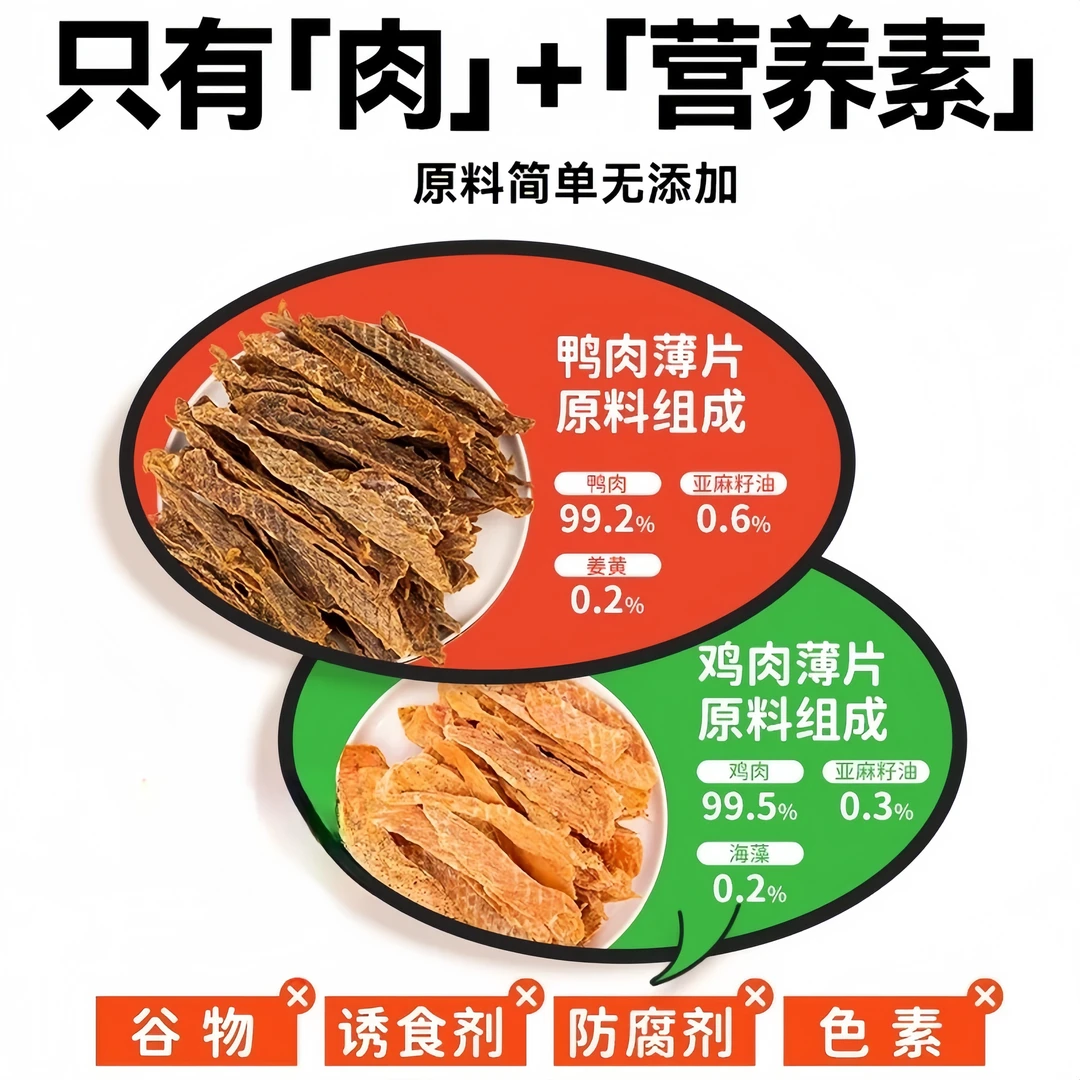白包宠物零食无添加大厂制作烘干鸭胸肉鸡胸肉