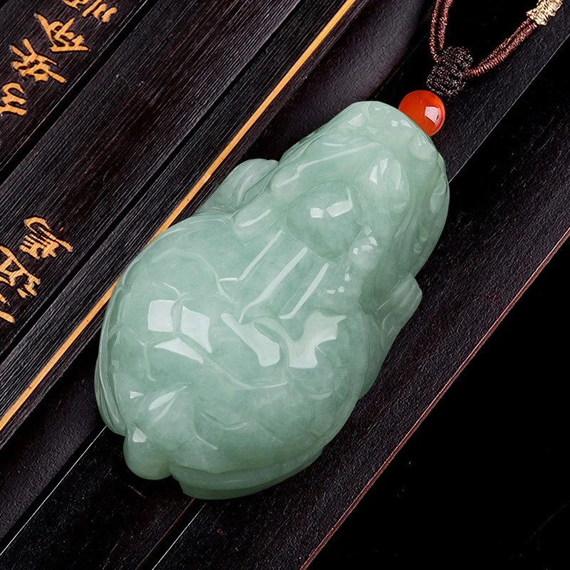 [保证】天然缅甸a货翡翠招财平安龙龟吊坠玉石挂件送朋友礼物饰品