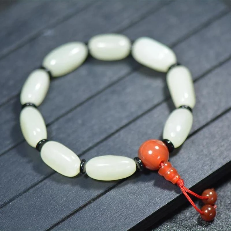 正品和田玉随形手链天然玉石手串情侣白玉单圈男女时尚古风