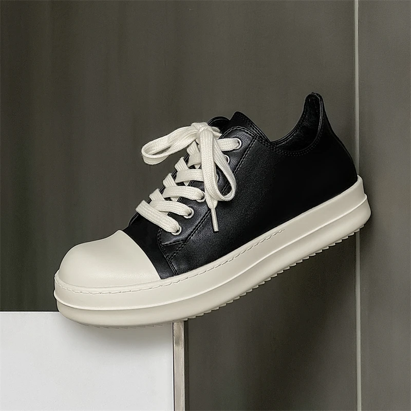 暗黑风休闲透气鞋子冬季cleanfit潮款大头德比鞋欧美低帮皮鞋男潮