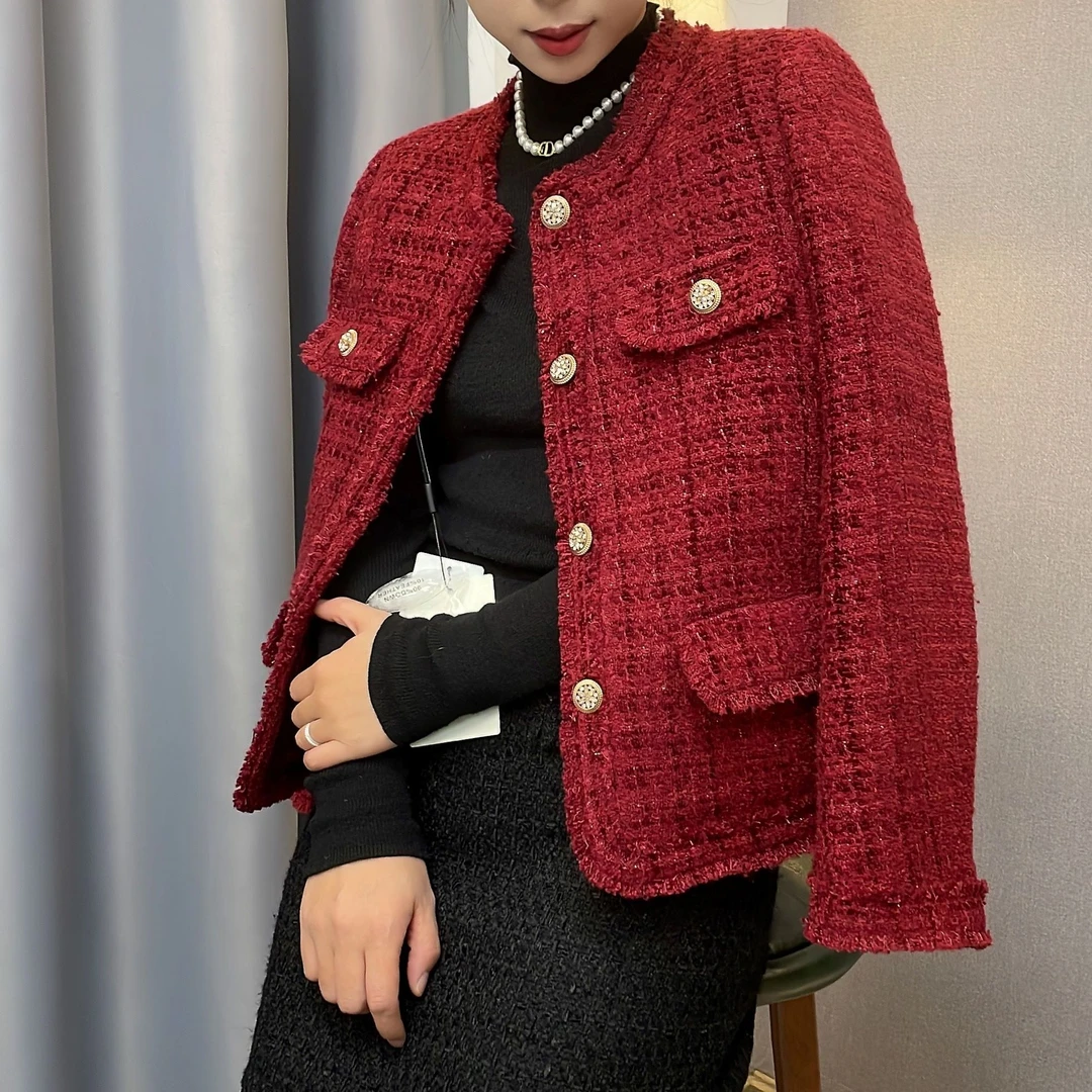 【暗夜玫瑰-羽绒服】优雅气质小香风羽绒服女圆领短款时尚显瘦外套