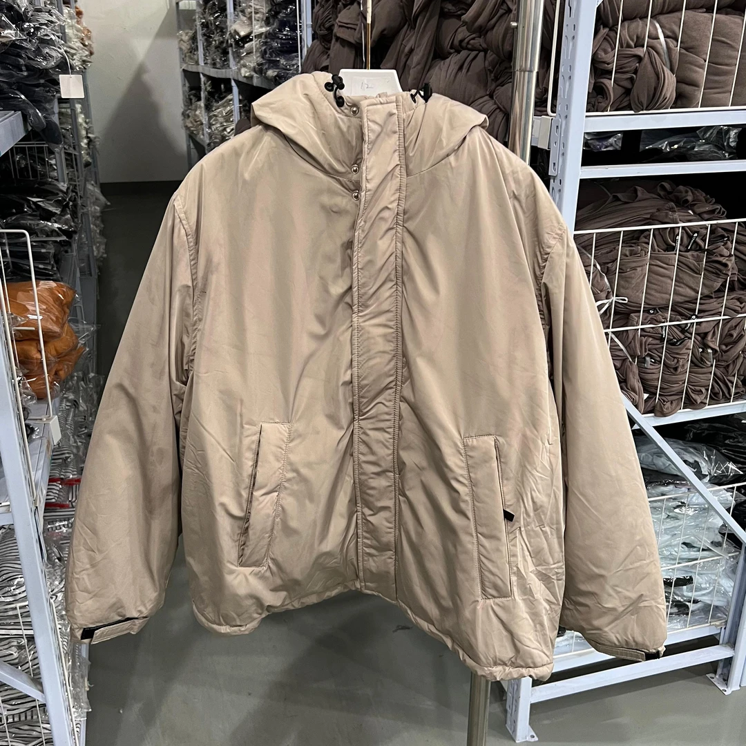 H5007捷拉服饰2024冬季新款男士魔术贴防风袖口宽松休闲连帽棉衣