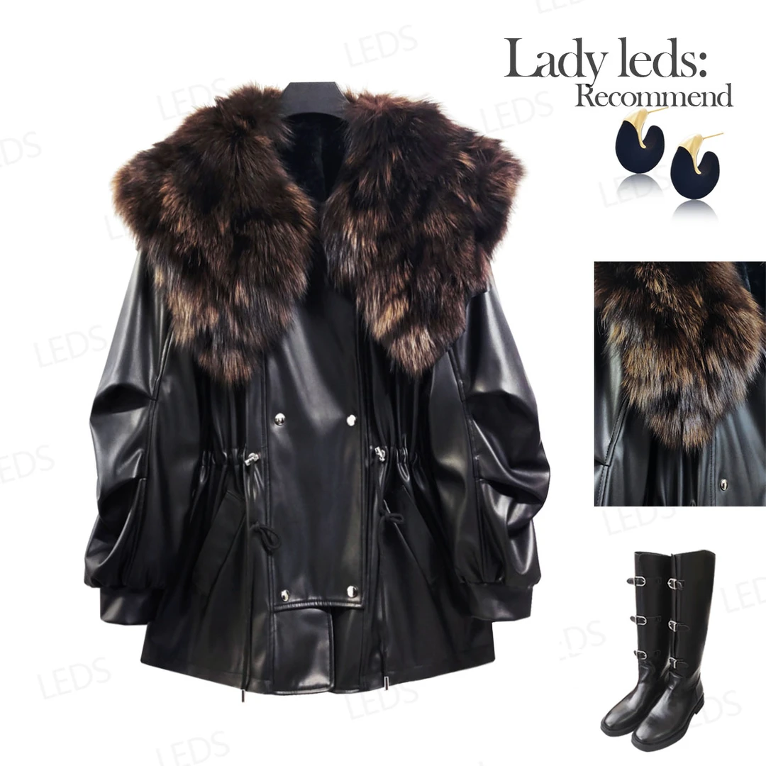 LEDS 1457冬季新款百搭保暖收腰显瘦款厚外套