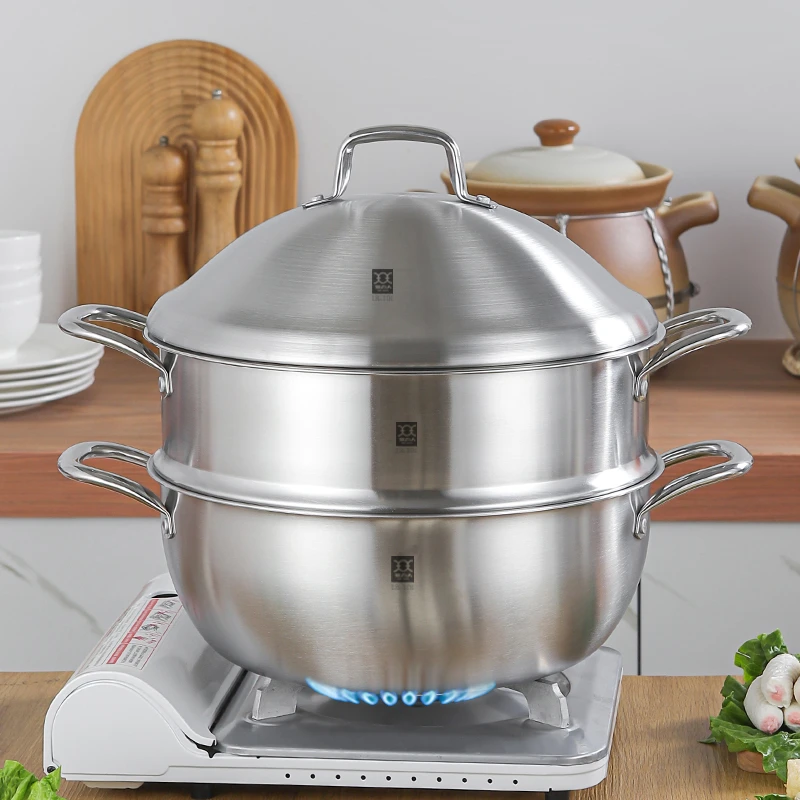 BOLIREN/铂力人升级款8.5升家用双耳蒸锅燃气灶通用汤蒸锅