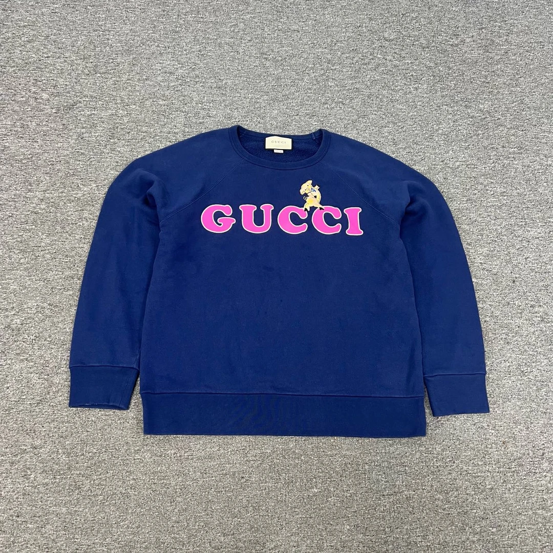 Gucci 古驰 小猪大logo 蓝色卫衣 L码 97新