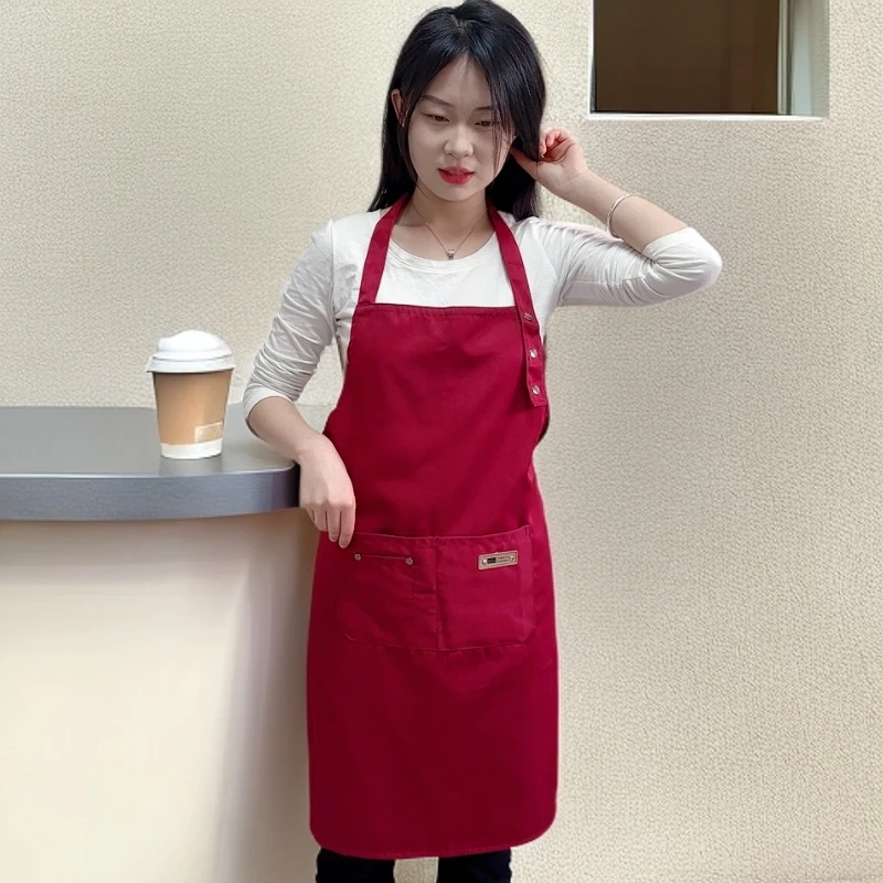 成人时尚款做饭围裙加大加肥加长透气耐磨防污餐饮男女同款工作服