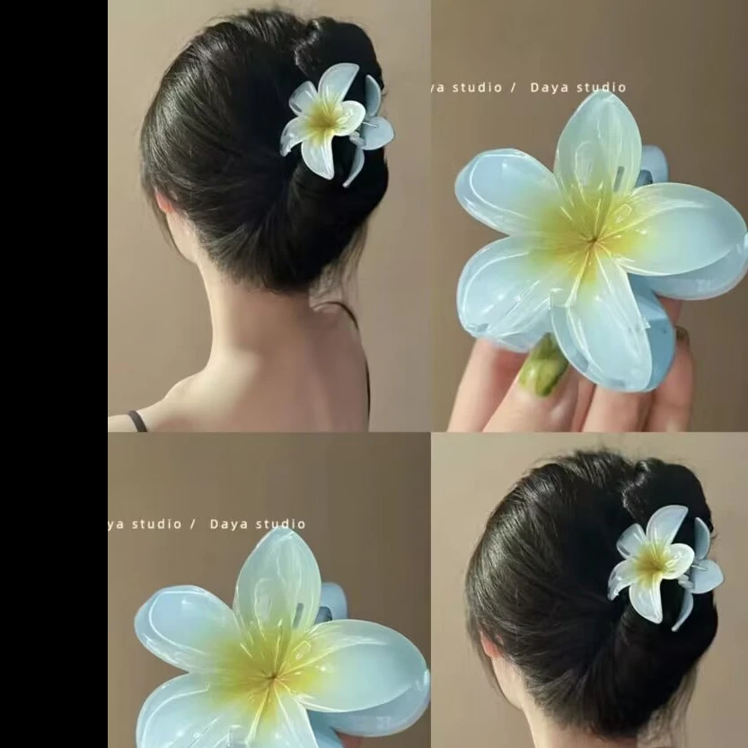 新款超仙花朵鲨鱼夹发饰抓夹后脑勺抓夹夹子发卡夹子夹头发夹子