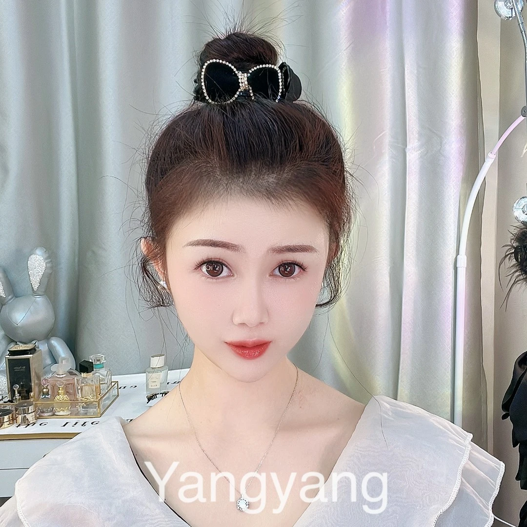 布艺发饰 蝴蝶结水钻秋冬丸子头抓夹