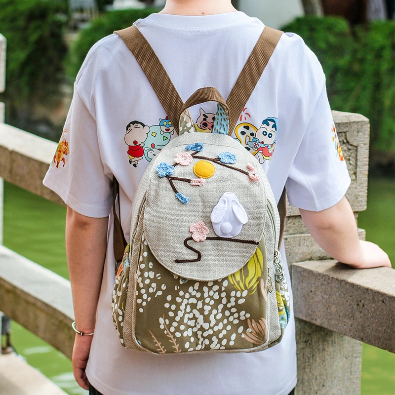 手工双肩包女士儿童时尚休闲双肩背复古民族风国风潮学生文艺单肩