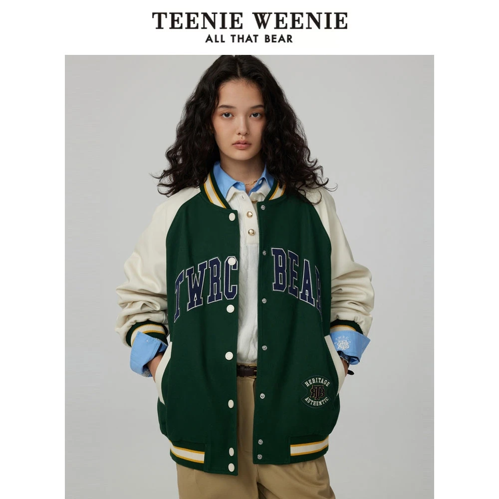 TeenieWeenie小熊时尚学院风磨毛棒球服短款外套夹克TTJJ244903P