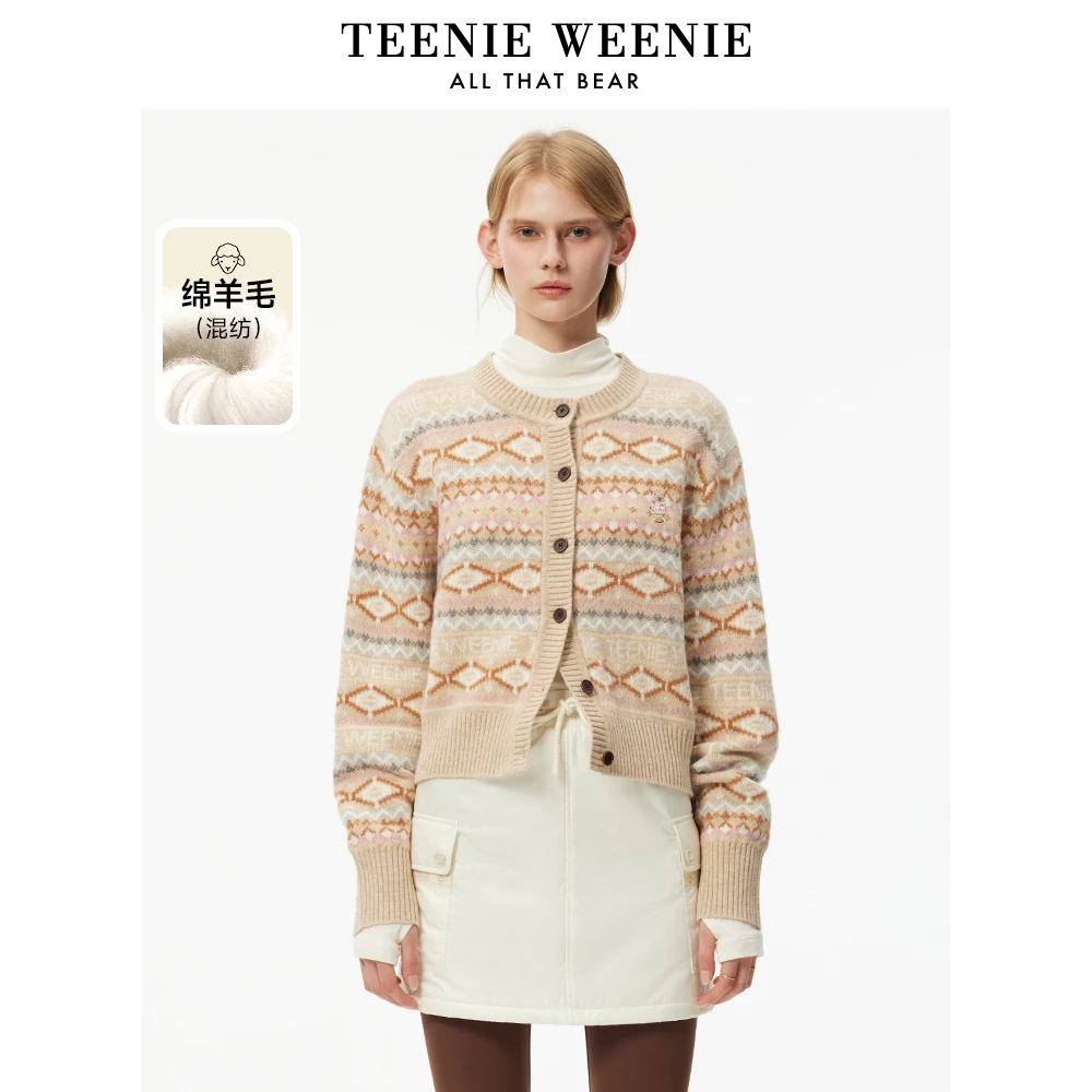 TeenieWeenie小熊毛针织开衫24费尔岛纹样提花毛衣TTCK244V01T