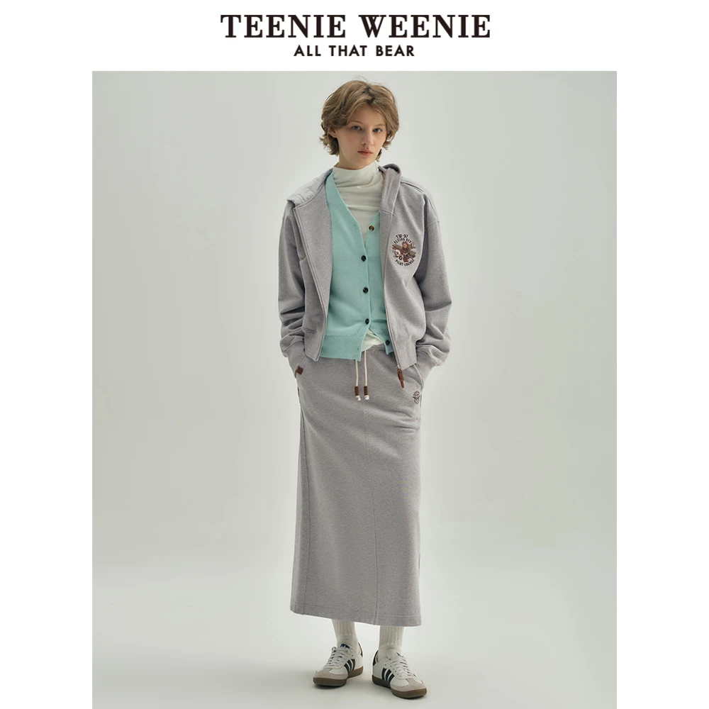TeenieWeenie小熊24短款拉链连帽卫衣开衫美式外套女TTMZ247702N