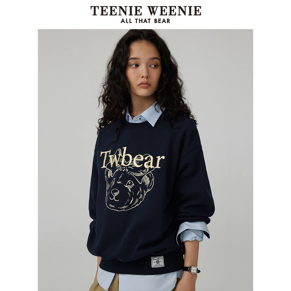 TeenieWeenie小熊美式学院风套头圆领卫衣慵懒风上衣TTMA244907P