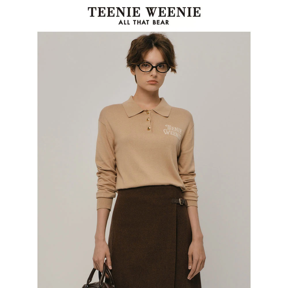 【桑蚕丝】TeenieWeenie小熊miu系Polo针织衫柔软毛衣TTKW248T17N