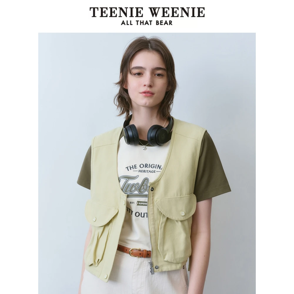 TeenieWeenie小熊女装24短款牛仔马甲外套背心户外风TTVW242301T