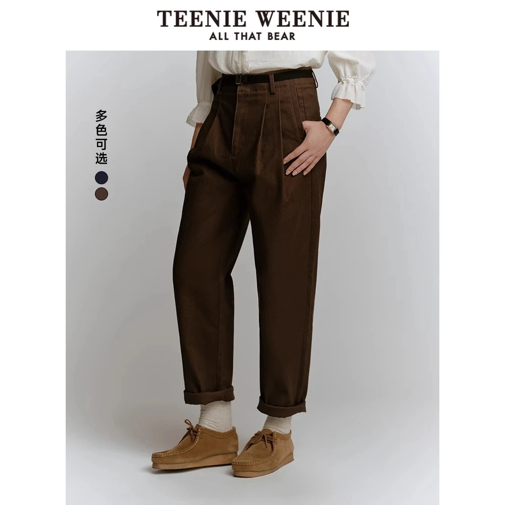 TeenieWeenie小熊卡通休闲裤女2024冬季新款女长裤女TTTC248V14N