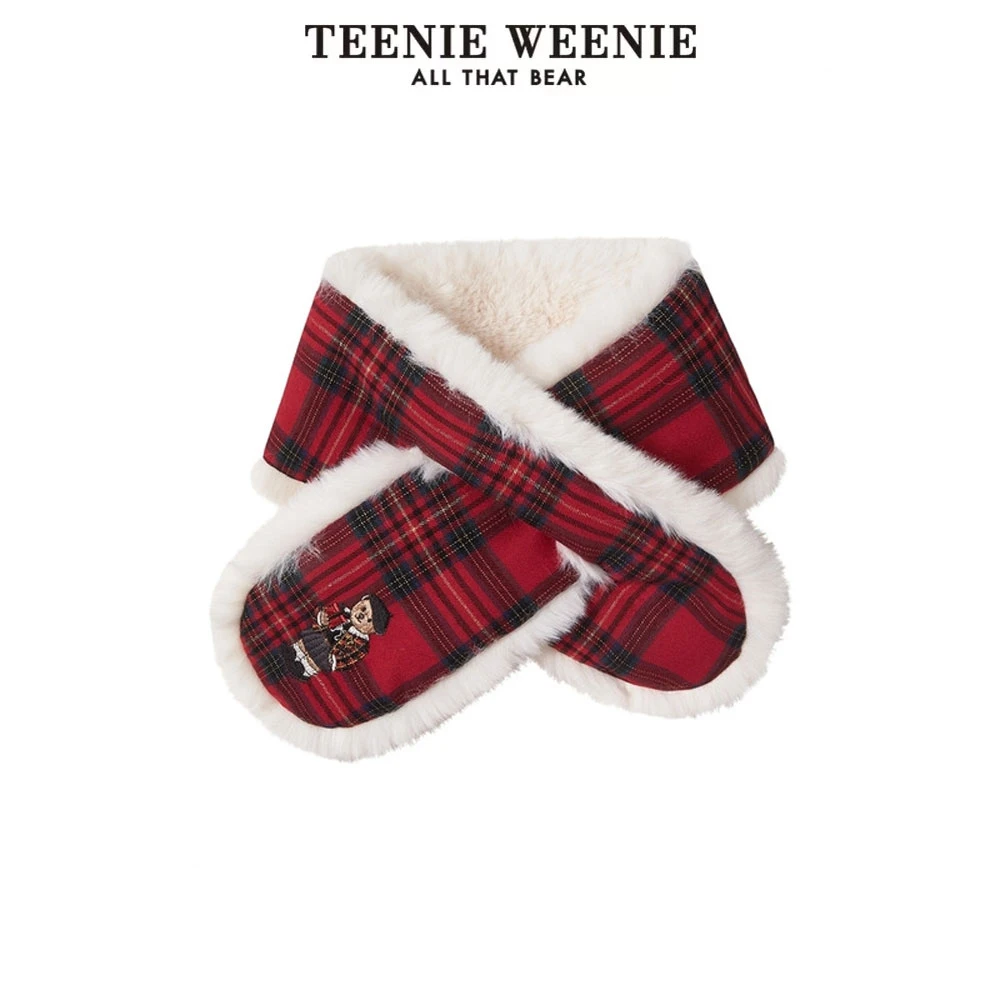 TeenieWeenie小熊女24圣诞格纹复古潮流时尚柔软围巾TTAM248C05N