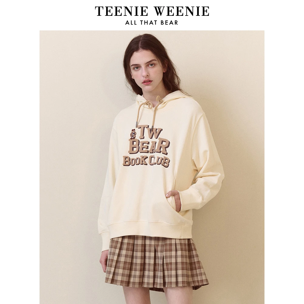 TeenieWeenie小熊2023年新款学院风字母连帽套头卫衣TTMW234903P