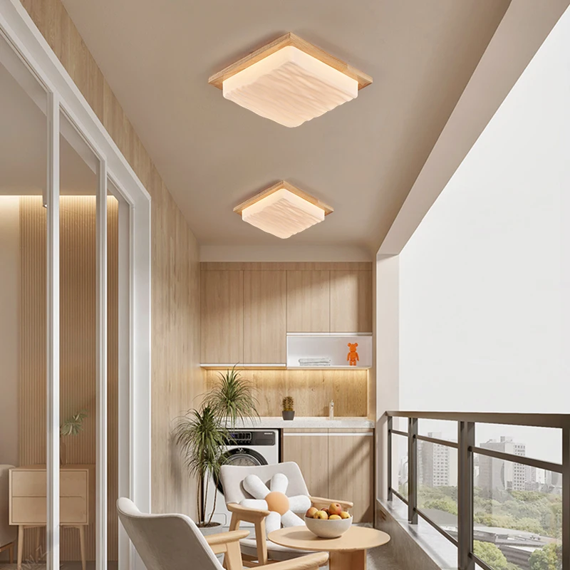 【楠木】北欧原木奶油风卧室房间灯普瑞全光谱创意方块卧室智能吸顶