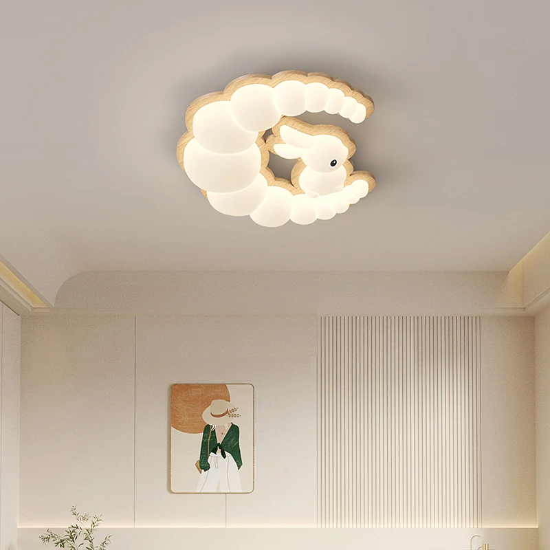 【楠木】原实木奶油风卧室吸顶灯简约儿童房创意LED全光谱护眼灯具