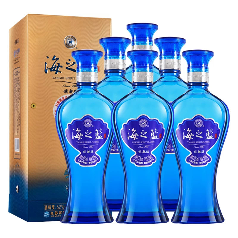 洋河 海之蓝绵柔型白酒52度520ml*6