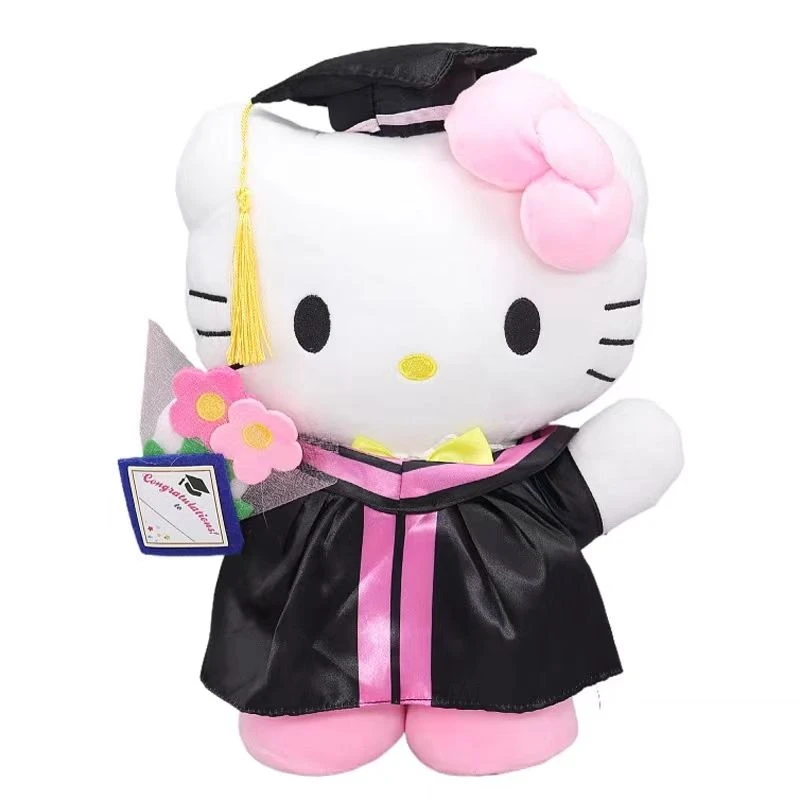 毕业礼物凯蒂猫学士服可爱卡通布娃毛绒公仔服毕业博士帽毛绒摆件