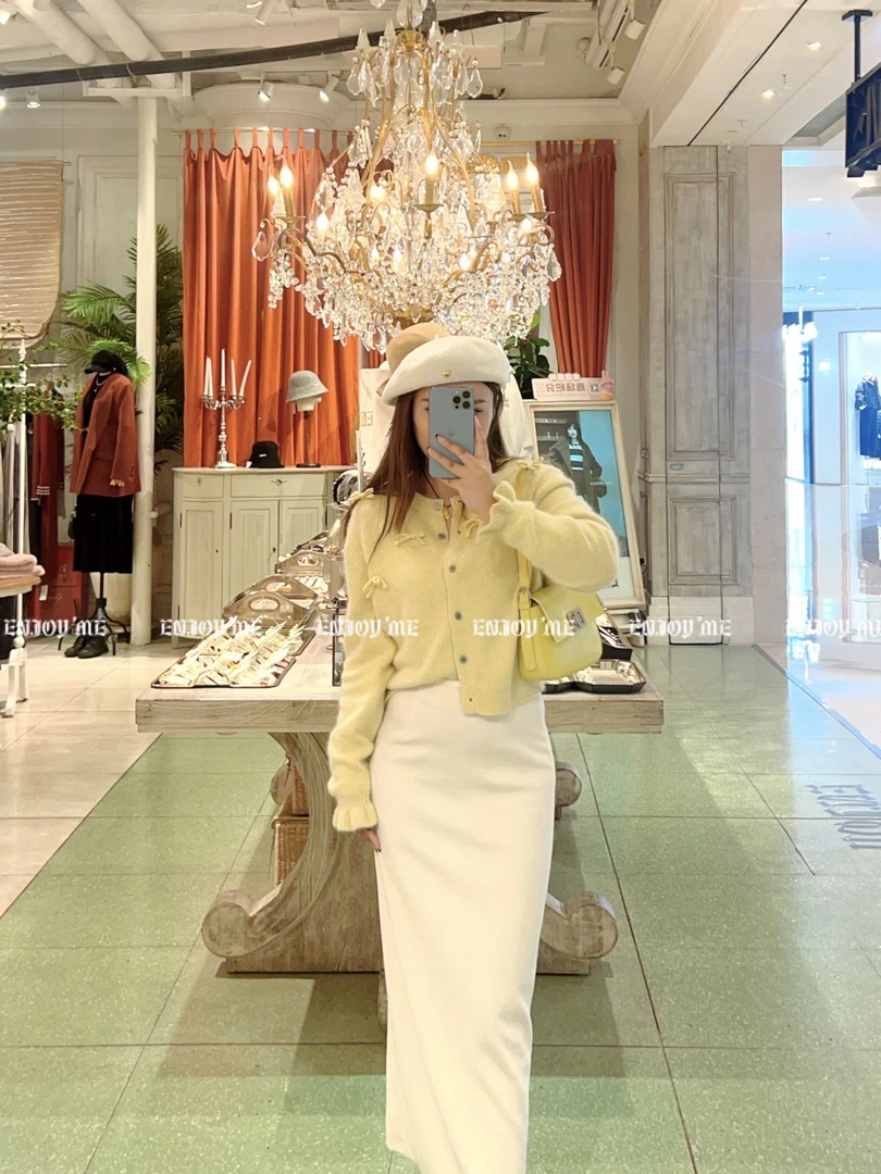 ENJOY'ME【门店同款】冬自由意志立体蝴蝶结花边袖开衫 160003083