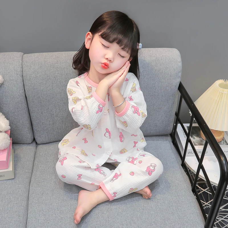 儿童睡衣2025新款女孩公主风a类纯棉纱布宝宝夏季空调女童家居服