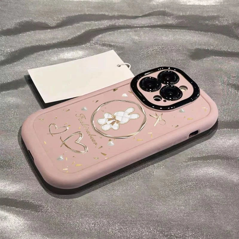 适用iPhone15promax手机壳蝴蝶结小兔苹果13潮14可爱12全包11软XR