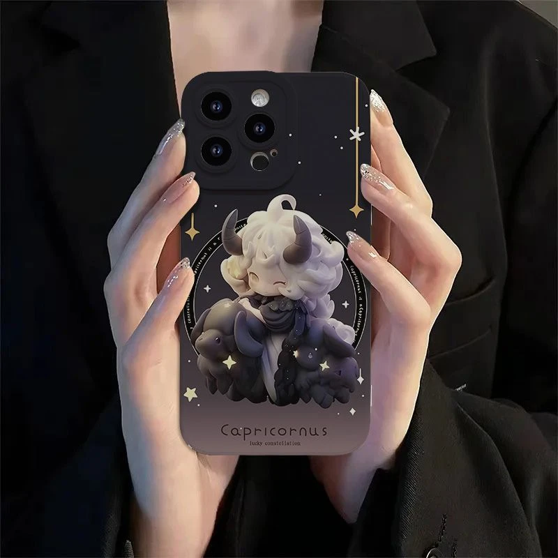 呆萌十二星座苹果15手机壳iPhone14/13创意12/XR全包11ProMax软套