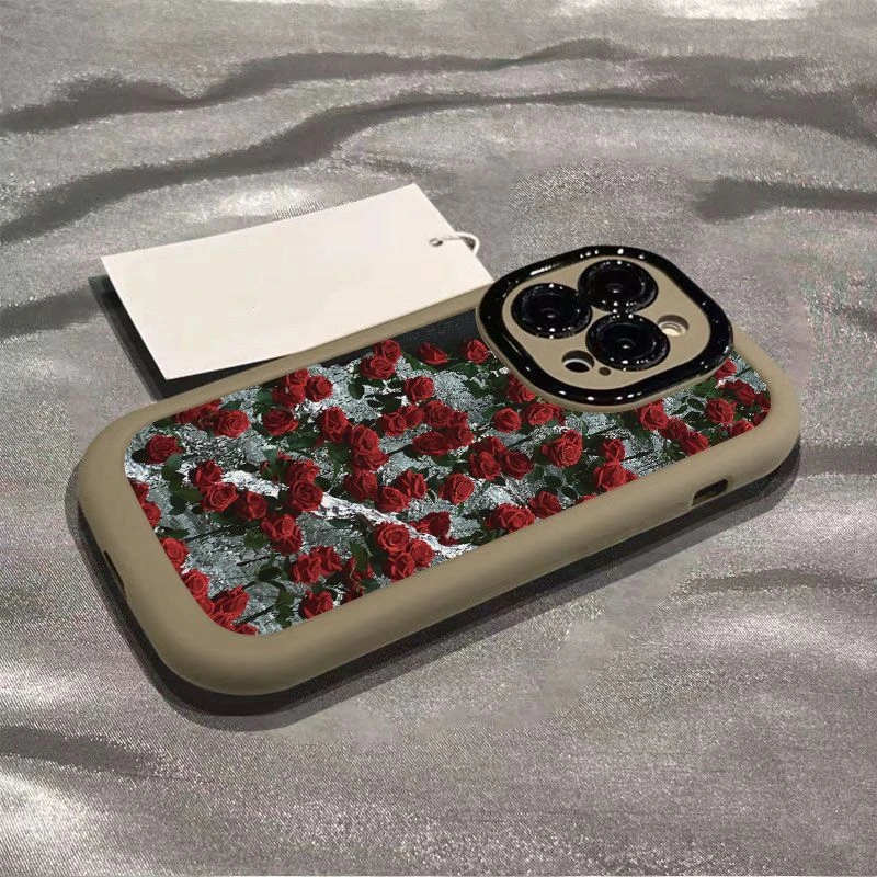 ins水上玫瑰iPhone15苹果13简约14promax全包12创意11手机壳xr/xs