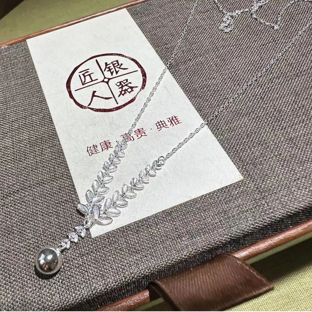 链子足银  麦穗小光珠Y字套链 足银时尚项链 气质百搭简约