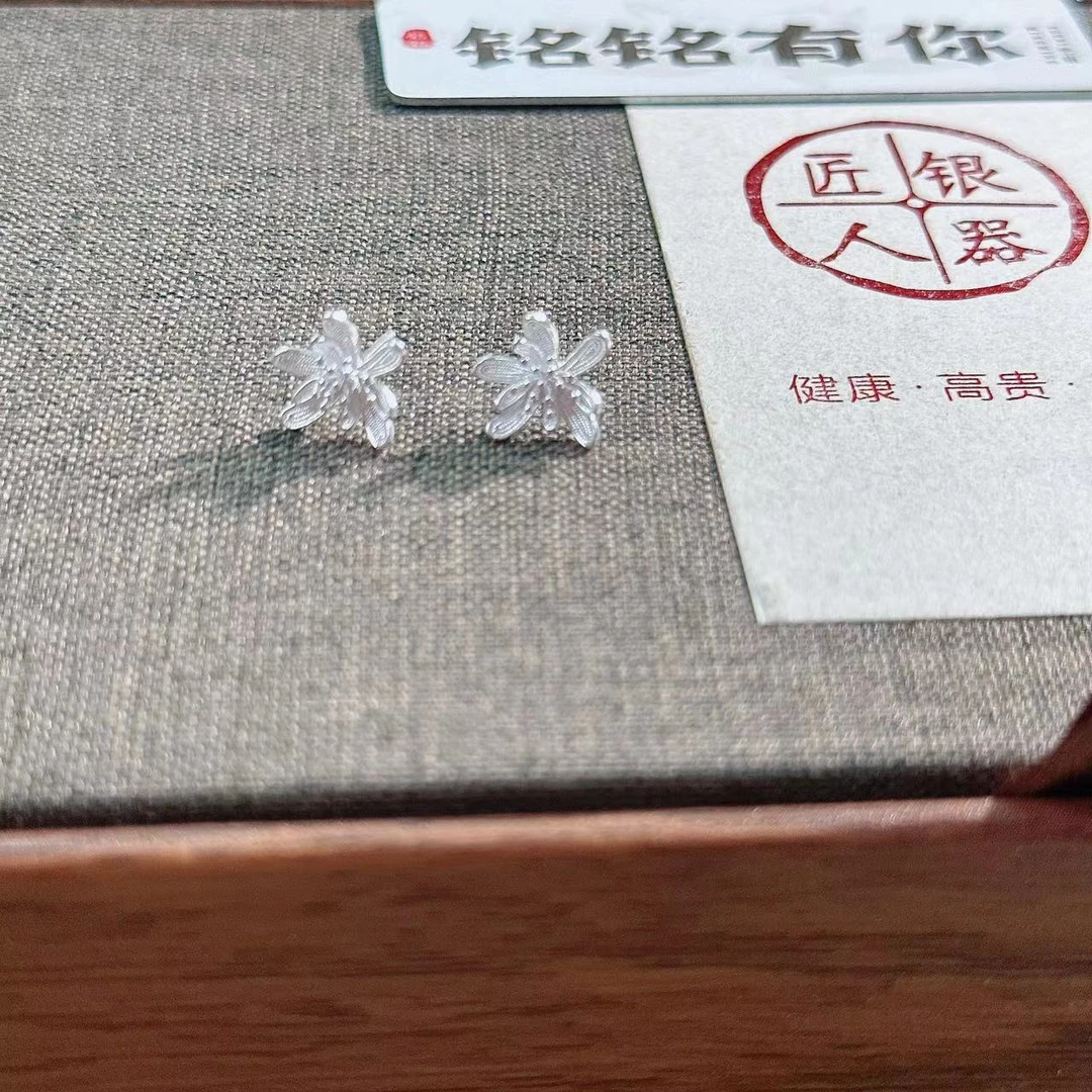 铭铭有你 足银耳饰 彼岸花耳钉