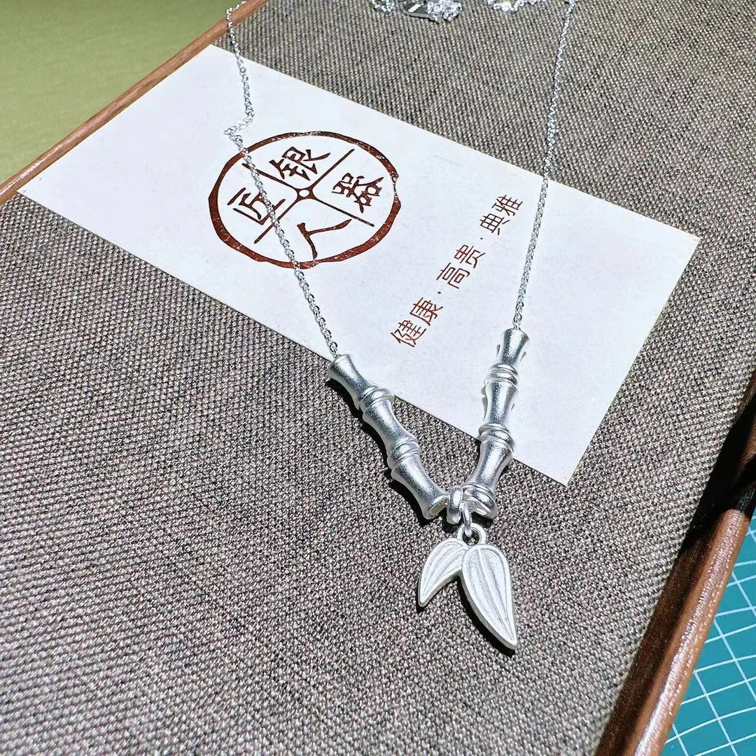 链子足银 坠链均足银 古法幸运竹节套链 时尚百搭