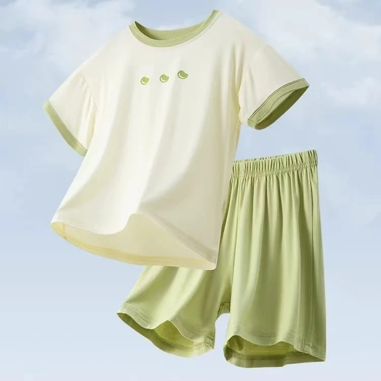 拉拉夏季新款男女宝冰川棉家居服套装