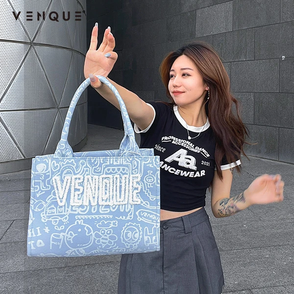 venque/范克迷你托特包女敞口通勤包小众帆布包手提包ins学生百搭