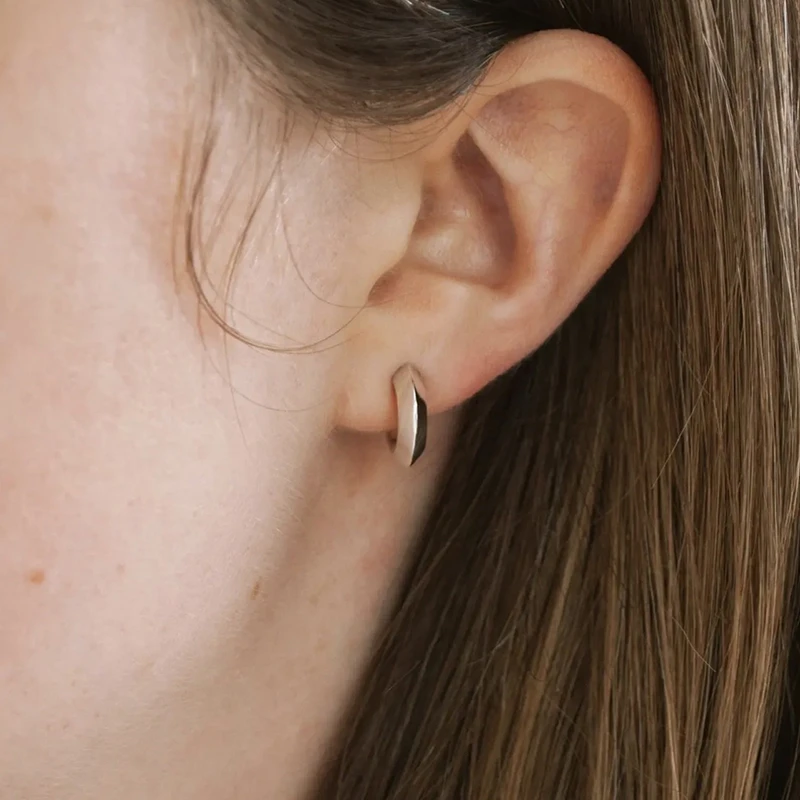 925银耳饰 MINI BLOOM纯银镀金刻面耳钉耳环个性时尚小众简约素圈