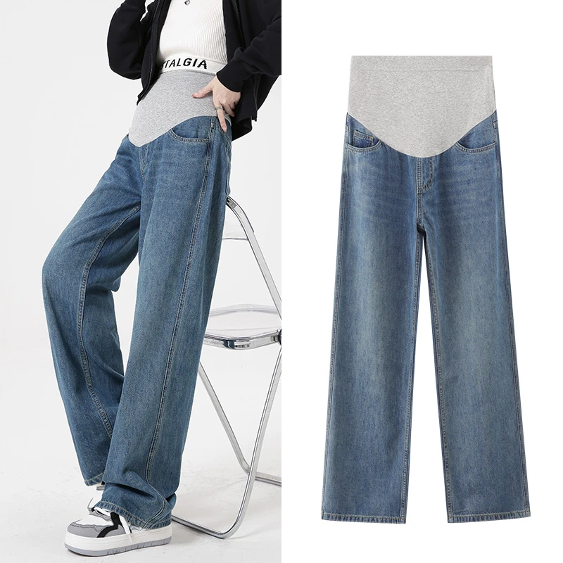 米度丽孕妇裤子春夏薄款牛仔裤加长宽松休闲时尚直筒裤20203