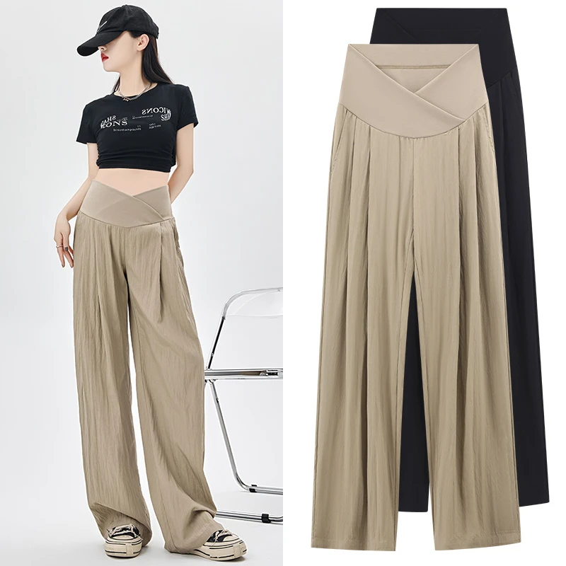 米度丽孕妇裤春夏季薄款新款小个子外穿山本阔腿直筒裤50817